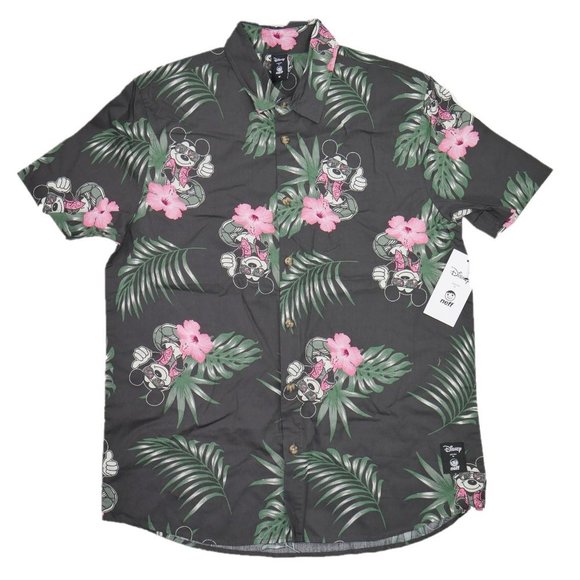 Disney x NEFF Men's Button Up Hawaiian Tropical Floral Camp Shirt Size M NWT - Picture 3 of 8